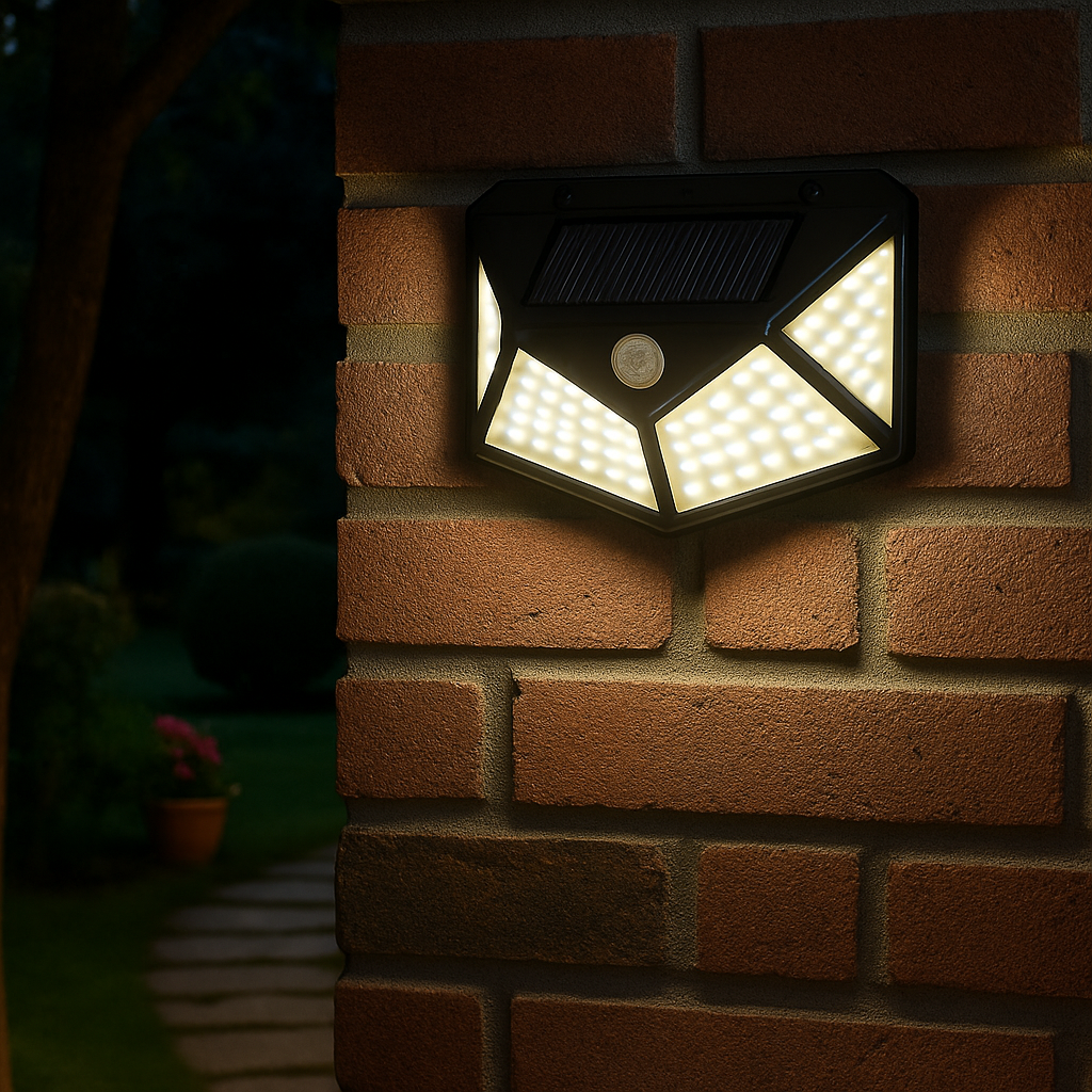 Ledlamp met sensor op zonne-energie